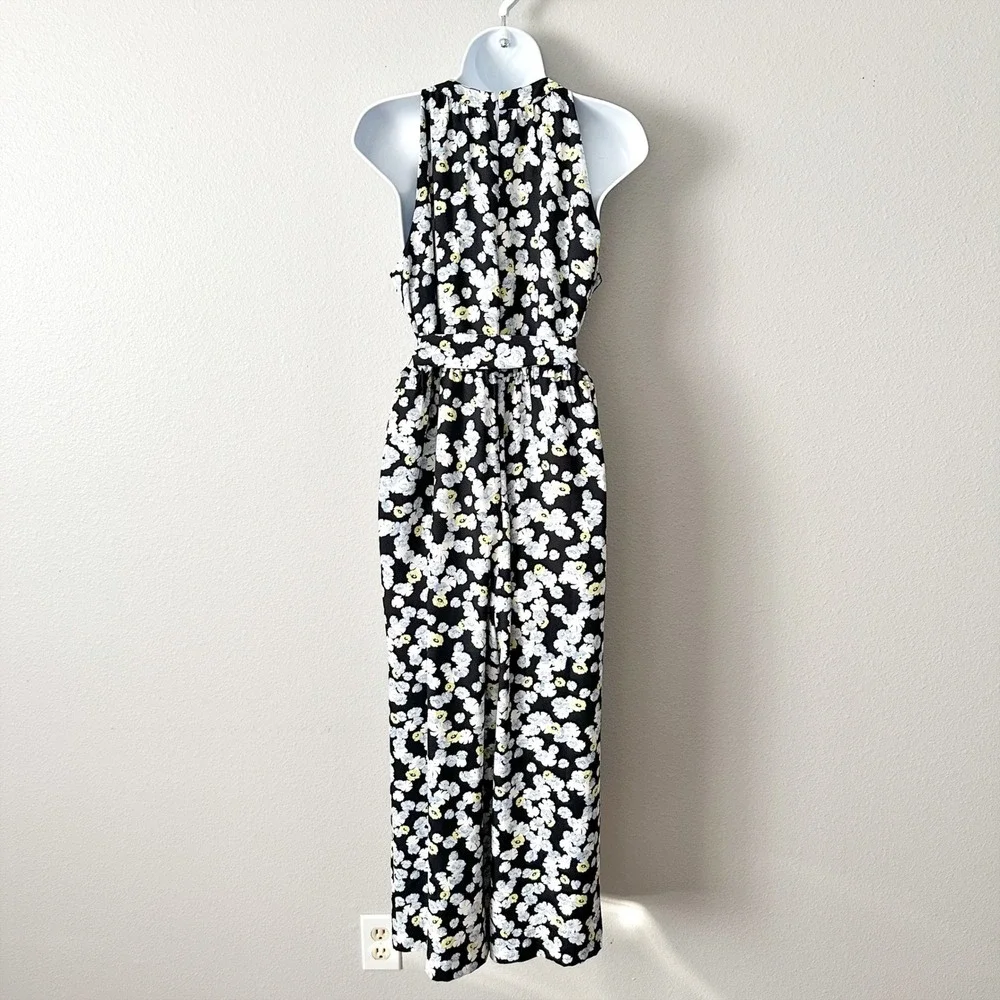 Ann Taylor Sleeveless Floral Self Tie Belt Halter Jumpsuit Women's Size 14